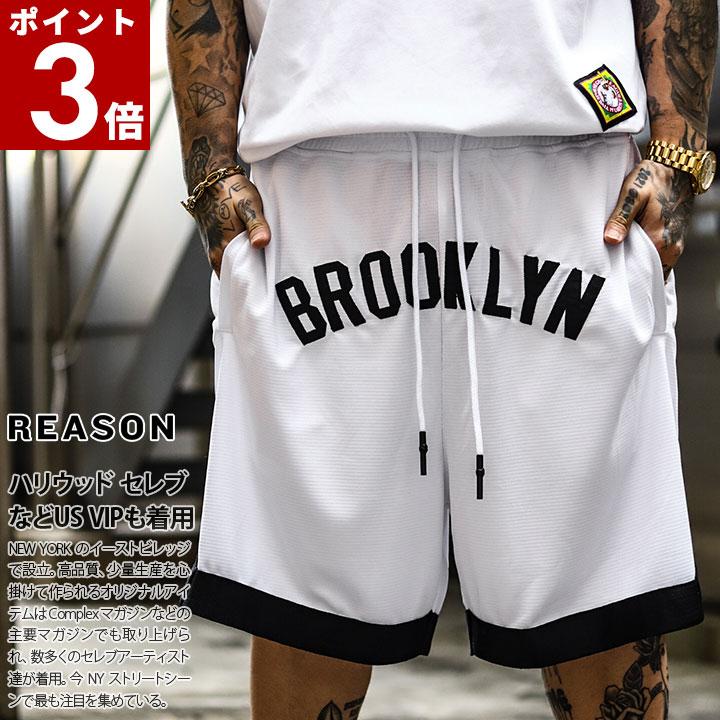 REASON × NLB ニグロリーグ ハーフパンツ バスパン 大きいサイズ NLBM 限定 コラボ  リーズン ジャージ パンツ ショートパンツ 切り替え ライン ブルックリン