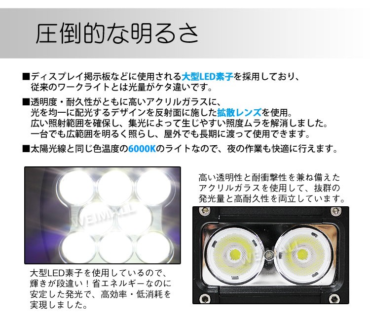 LEDワークライト 12v 24v 車 27W 9連 9灯 サーチライト LED投光器 角型 広角 防水 集魚灯 :LEDWL027:WEIMALL  - 通販 - Yahoo!ショッピング