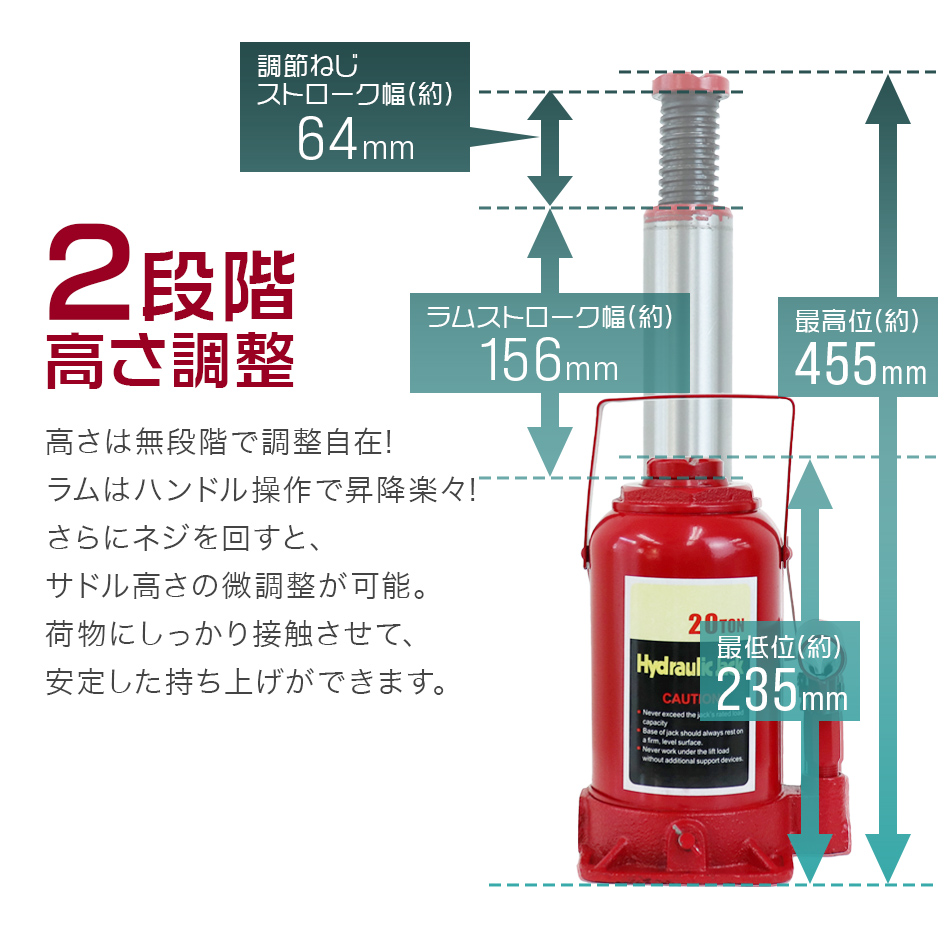 油圧ジャッキ 20t タイヤ交換 油圧式ジャッキ ダルマジャッキ 20トン