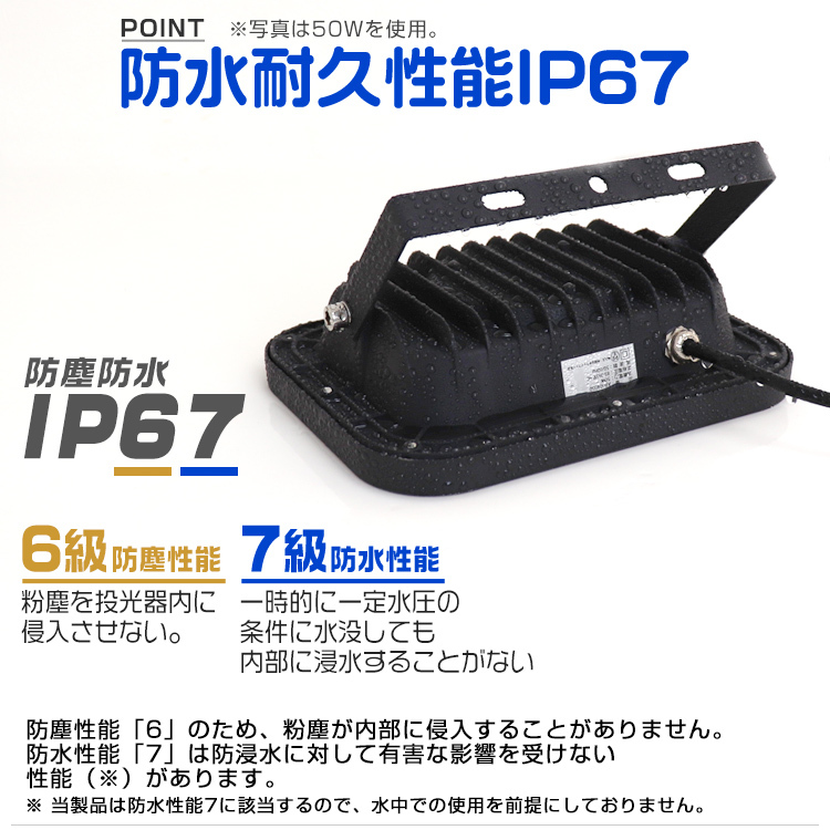 LED投光器 200W 防水 IP67 LEDライト 昼光色 角度調節可能 広角 2.9m