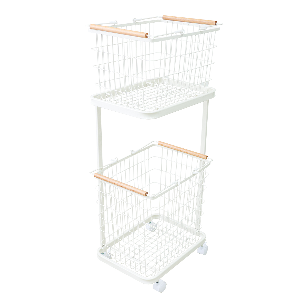 ランドリーバスケット 2段 洗濯カゴ ランドリーワゴン 脱衣かご 大容量 スリム キャスター付き ランドリーラック 収納 北欧 おしゃれ 洗濯かご メッシュ | WEIMALL | 01