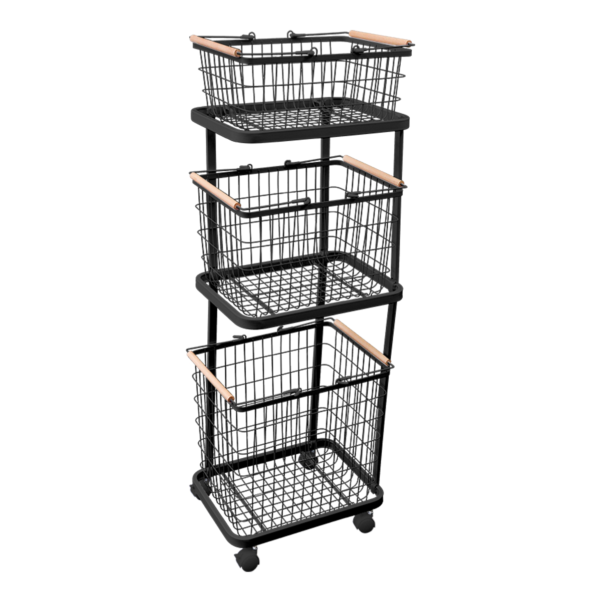 ランドリーバスケット 洗濯カゴ 3段 ランドリーワゴン 脱衣かご キャスター付き スリム 大容量 おしゃれ ランドリーワゴン 洗濯物入れ メッシュ | WEIMALL | 03