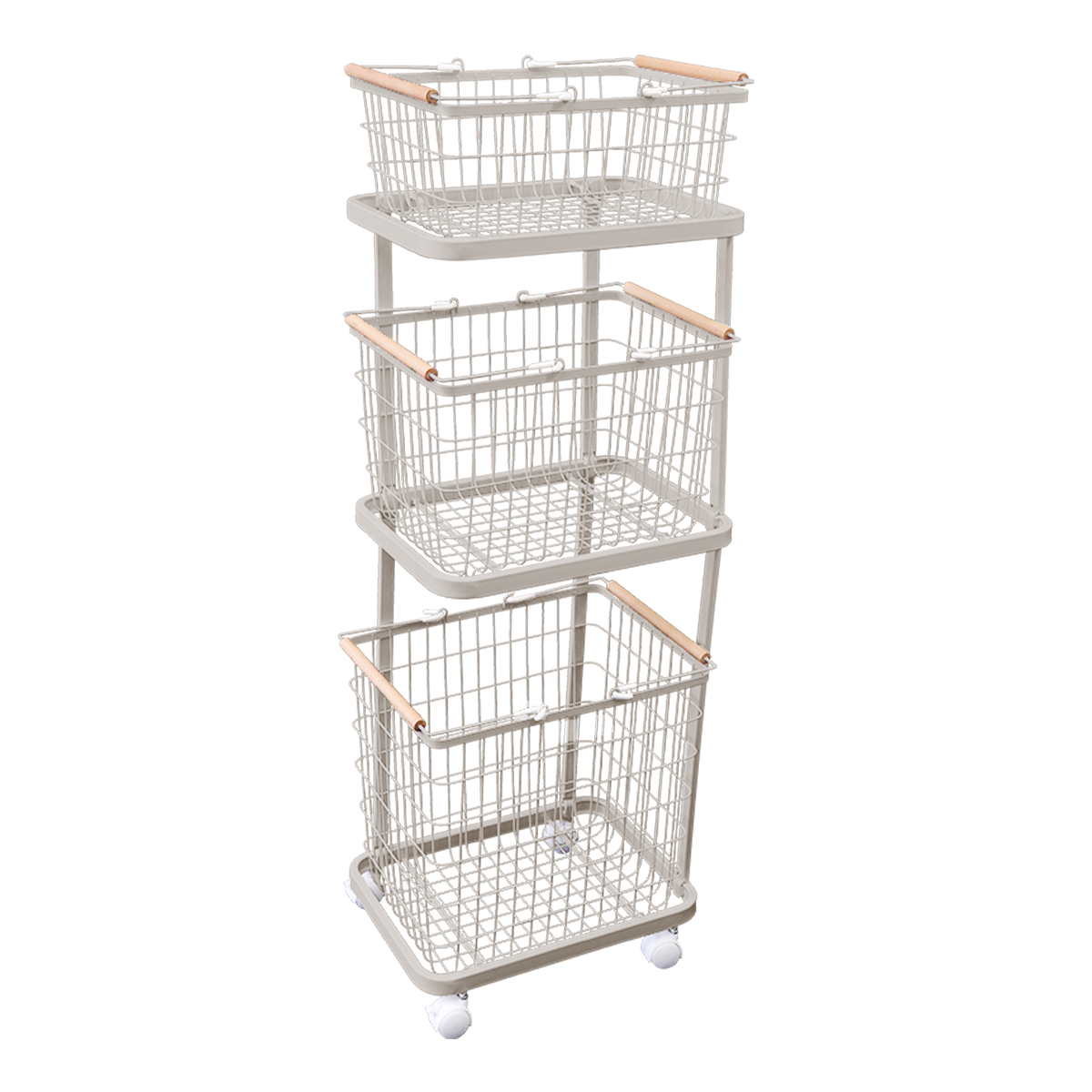 ランドリーバスケット 洗濯カゴ 3段 ランドリーワゴン 脱衣かご キャスター付き スリム 大容量 おしゃれ ランドリーワゴン 洗濯物入れ メッシュ | WEIMALL | 02