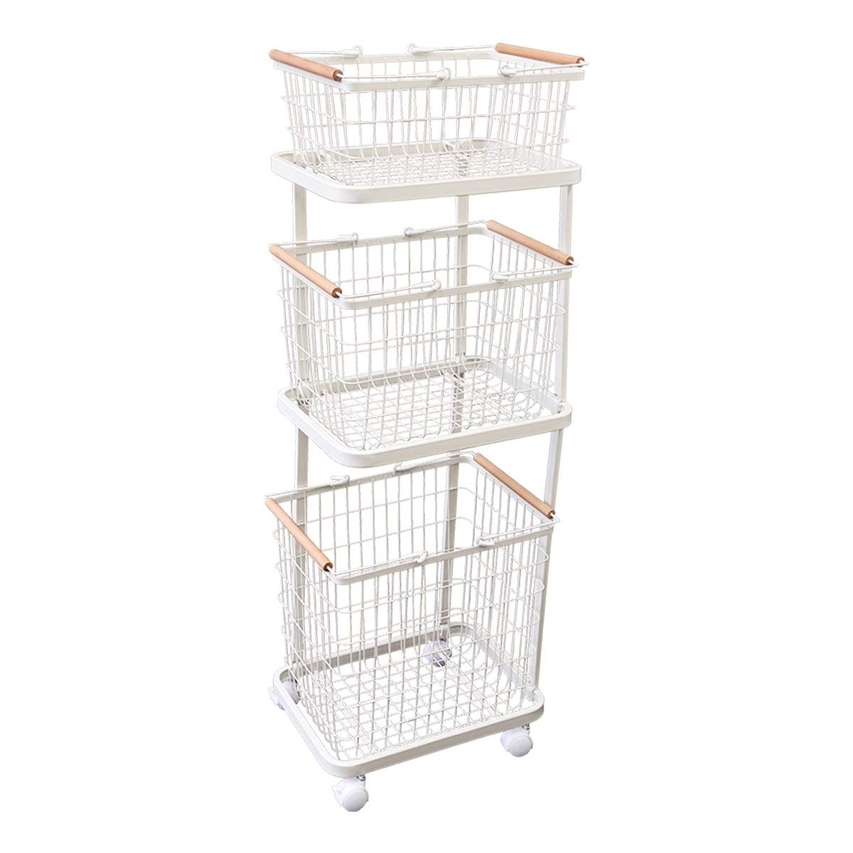 ランドリーバスケット 洗濯カゴ 3段 ランドリーワゴン 脱衣かご キャスター付き スリム 大容量 おしゃれ ランドリーワゴン 洗濯物入れ メッシュ | WEIMALL | 01
