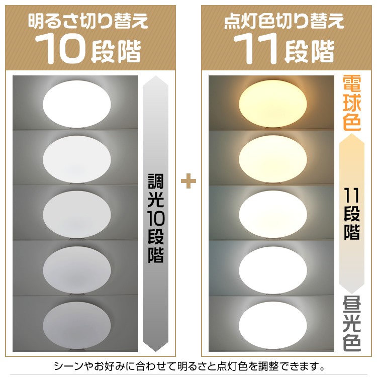シーリングライト LED 6畳 2台セット 調光10段階 調色11段階