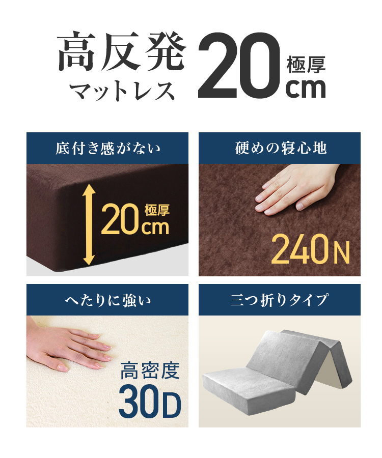 WEIMALL マットレス セミダブル 三つ折り 極厚20cm 高反発 WEIMALL マットレス セミダブル 三つ折り 極厚20cm 高反発