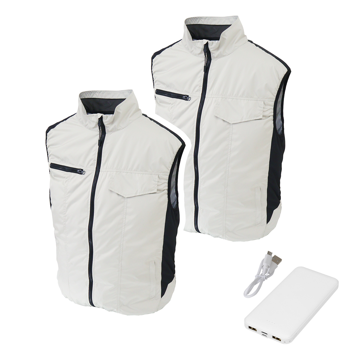空調作業服 モバイルバッテリー付き 予備の服付き ベスト ウェア ファン付きウェア 3段階風量調節 UVカット 保冷剤ポケット付 夏用 メンズ レディース 冷却服 | WEIMALL | 01