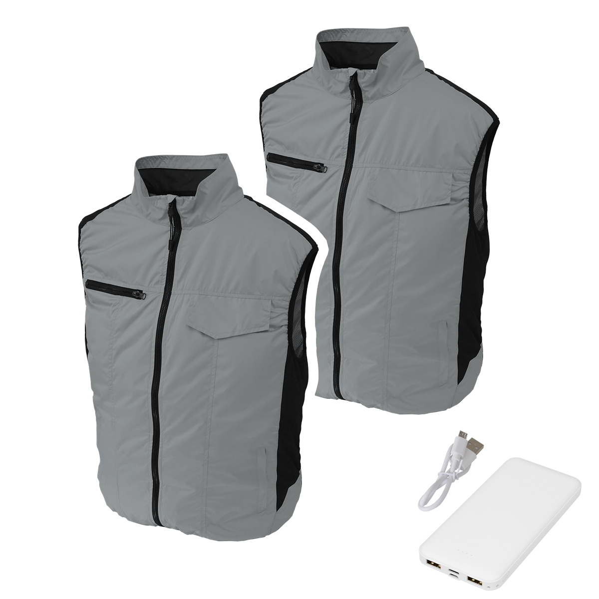 空調作業服 モバイルバッテリー付き 予備の服付き ベスト ウェア ファン付きウェア 3段階風量調節 UVカット 保冷剤ポケット付 夏用 メンズ レディース 冷却服 | WEIMALL | 02