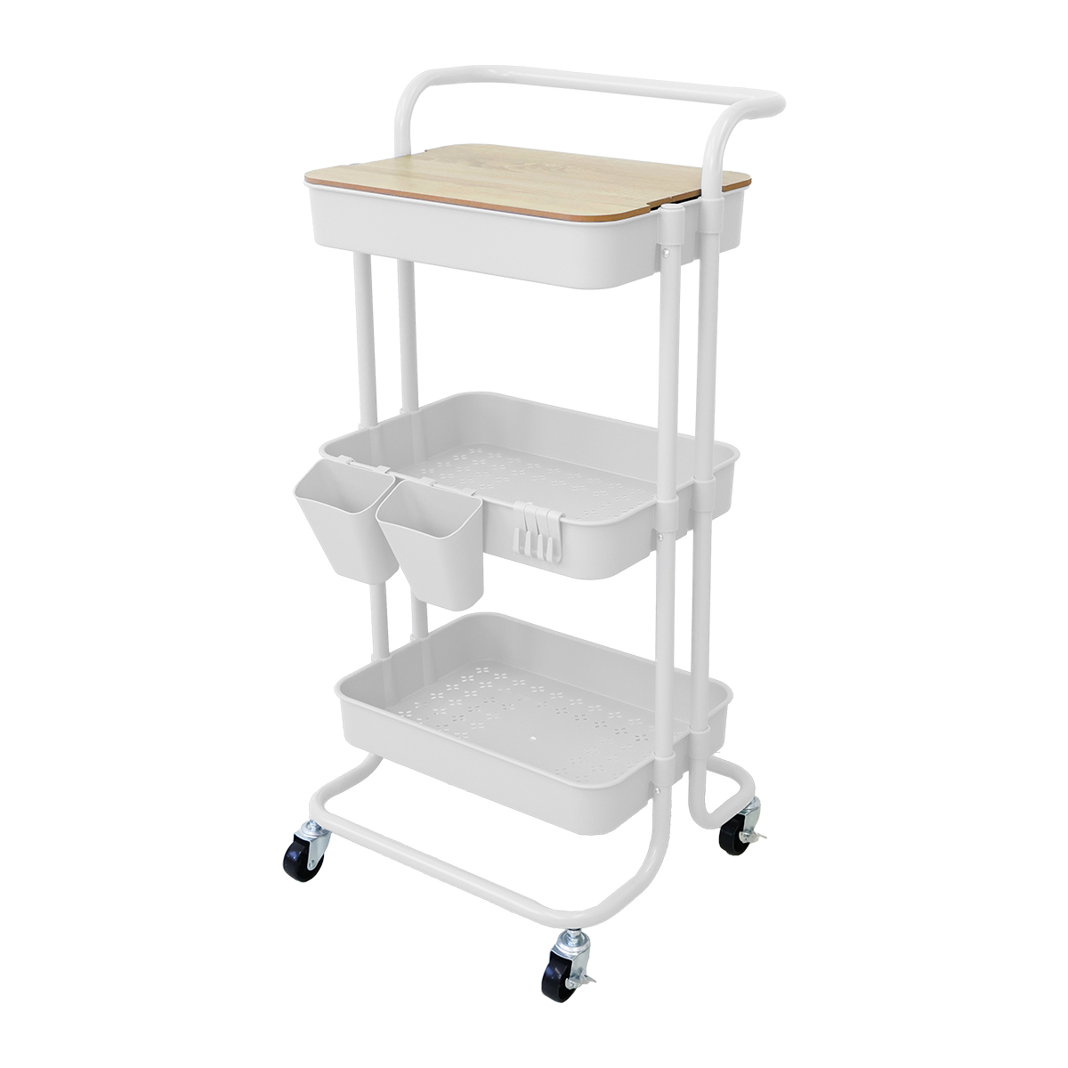 キッチンワゴン キャスター付き 3段 天板 ラック バスケットトローリー 収納 おしゃれ ハンドル付き カート 高さ調節 キッチン収納 隙間収納 鍋置き WEIMALL | WEIMALL | 01