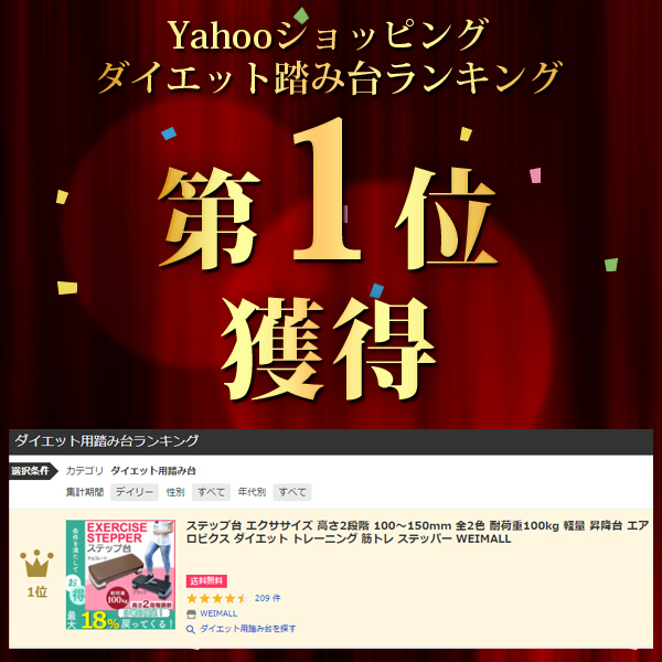 ステップ台 踏み台 フィットネス エクササイズ 家庭用 高さ2段階 10〜15cm 全2色 耐荷重100kg ステッパー 軽量 昇降台 ダイエット  トレーニング リハビリ :QAA0100A:WEIMALL - 通販 - Yahoo!ショッピング