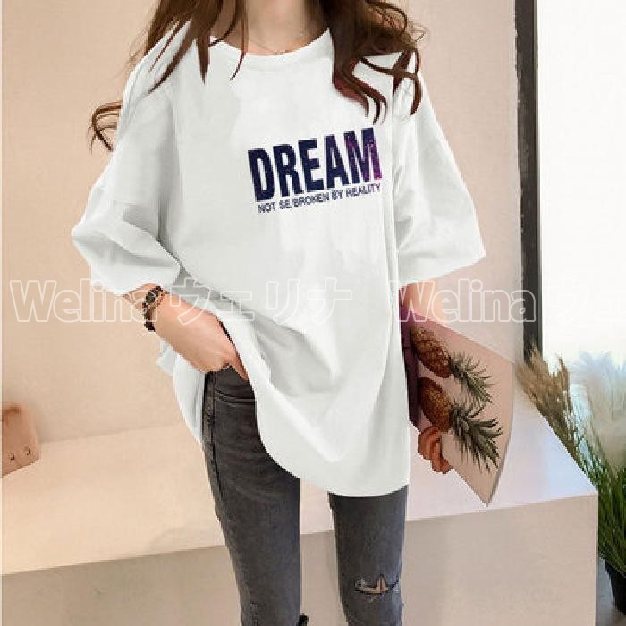 シャツ ロング丈 tシャツ 半袖 カットソー 無地 トップス レディース Tシャツ shirt プルオーバー 夏 ロングTシャツ 体型カバー ロンｔ |  | 02