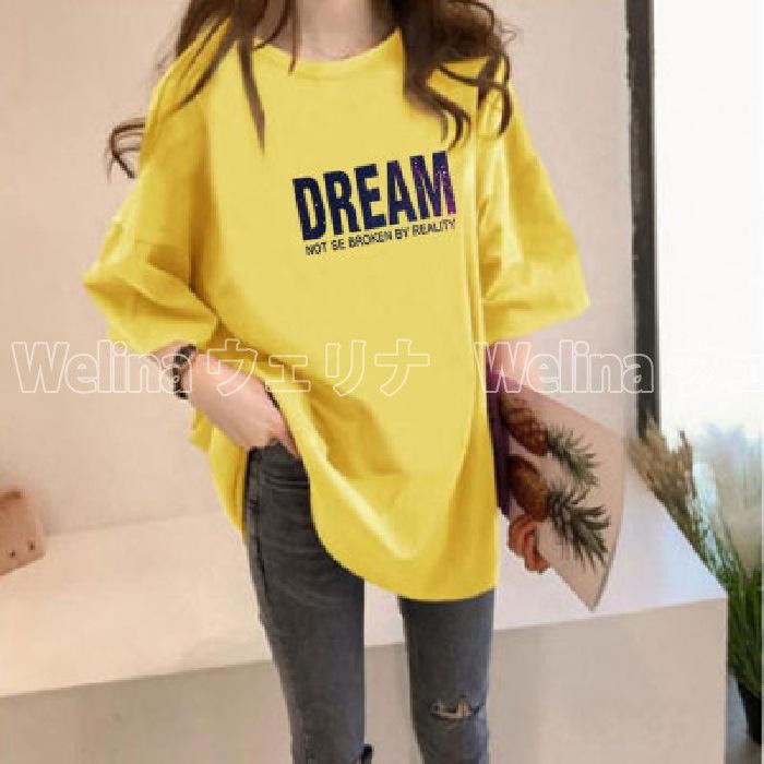 シャツ ロング丈 tシャツ 半袖 カットソー 無地 トップス レディース Tシャツ shirt プルオーバー 夏 ロングTシャツ 体型カバー ロンｔ |  | 05