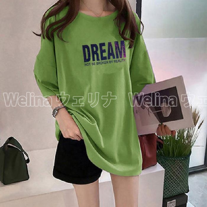 シャツ ロング丈 tシャツ 半袖 カットソー 無地 トップス レディース Tシャツ shirt プルオーバー 夏 ロングTシャツ 体型カバー ロンｔ |  | 08