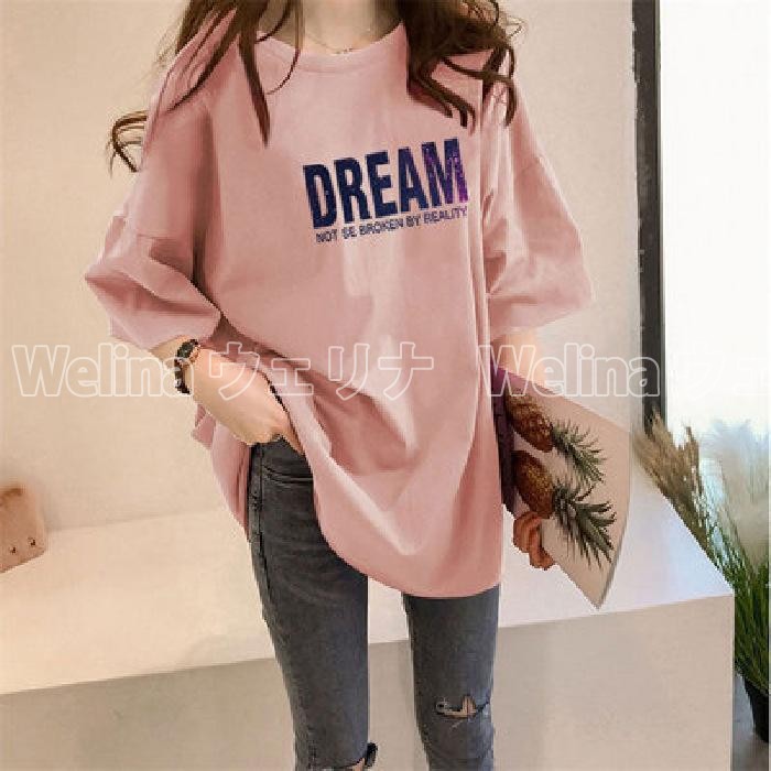 シャツ ロング丈 tシャツ 半袖 カットソー 無地 トップス レディース Tシャツ shirt プルオーバー 夏 ロングTシャツ 体型カバー ロンｔ |  | 09