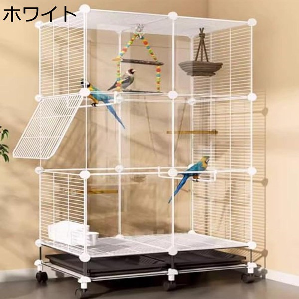 大型インコケージ 透明パネル 組立式 掃除しやすい 75×37×125cm Welina 複数飼育OK 前後透明で観賞◎ 使いやすい鳥かごの画像