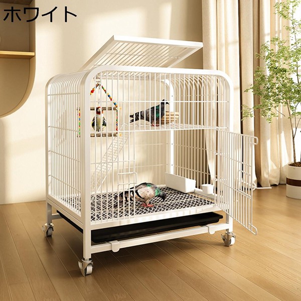 大型鳥かご 金属ケージ 60×45×66cm 車輪付き Welina オカメ/インコ/文鳥/鳩に 複数飼いOK 観賞/繁殖用 屋内外対応の画像