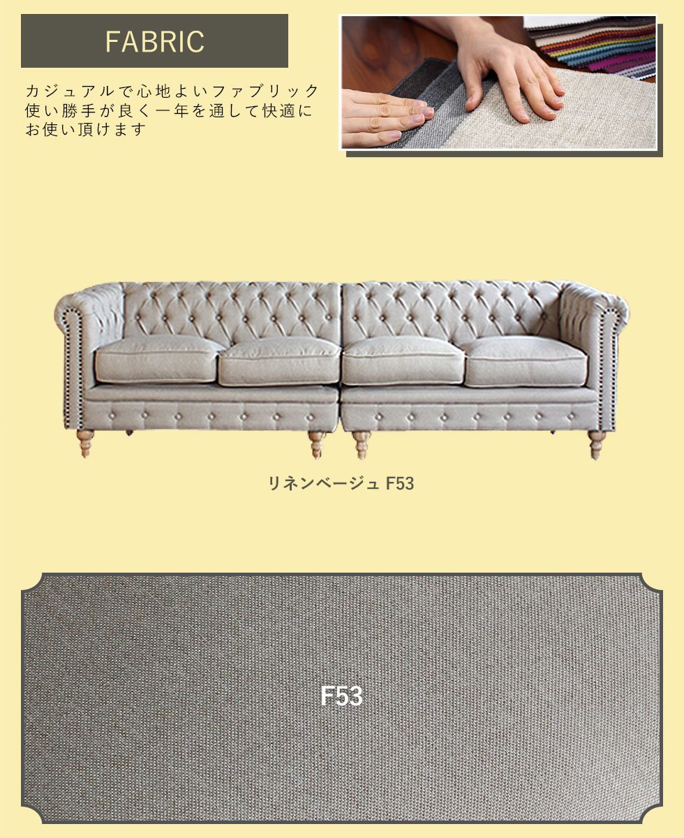 チェスターフィールド ソファ 4人掛け アンティーク PUレザー