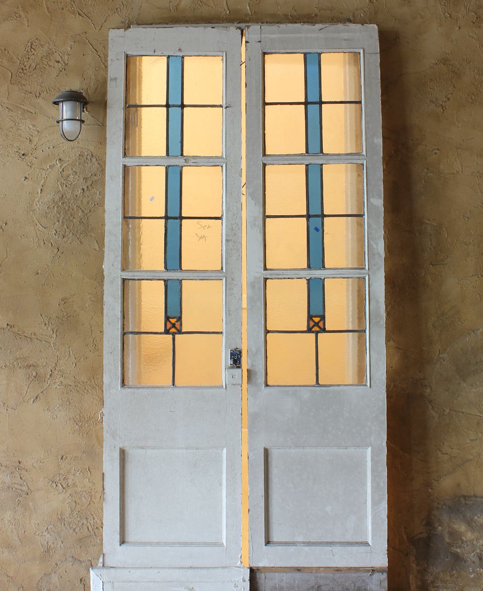 ドア ダブルドア ガラスドア ステンドドア 親子ドア ステンドグラス