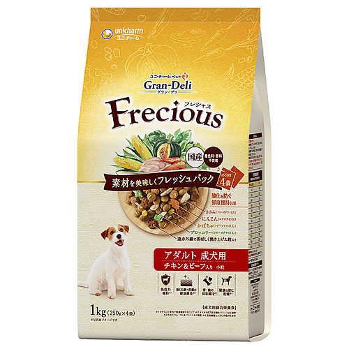 ユニチャーム グラン・デリ フレシャス Frecious アダルト チキン＆ビーフ入り (1kg) ドッグフード 成犬用｜wellness-web