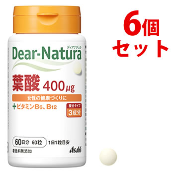 《セット販売》　アサヒ ディアナチュラ 葉酸 60日分 (60粒)×6個セット ビタミンE ビタミンB12　※軽減税率対象商品｜wellness-web