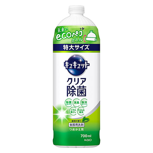 花王 キュキュット クリア除菌 緑茶の香り つめかえ用 (700mL) 詰め替え用 台所用洗剤 食器用洗剤｜wellness-web