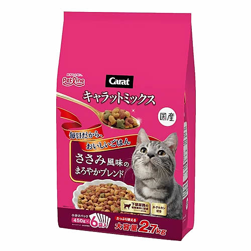 ペットライン キャラットミックス ささみ風味のまろやかブレンド (2.7kg) キャットフード｜wellness-web