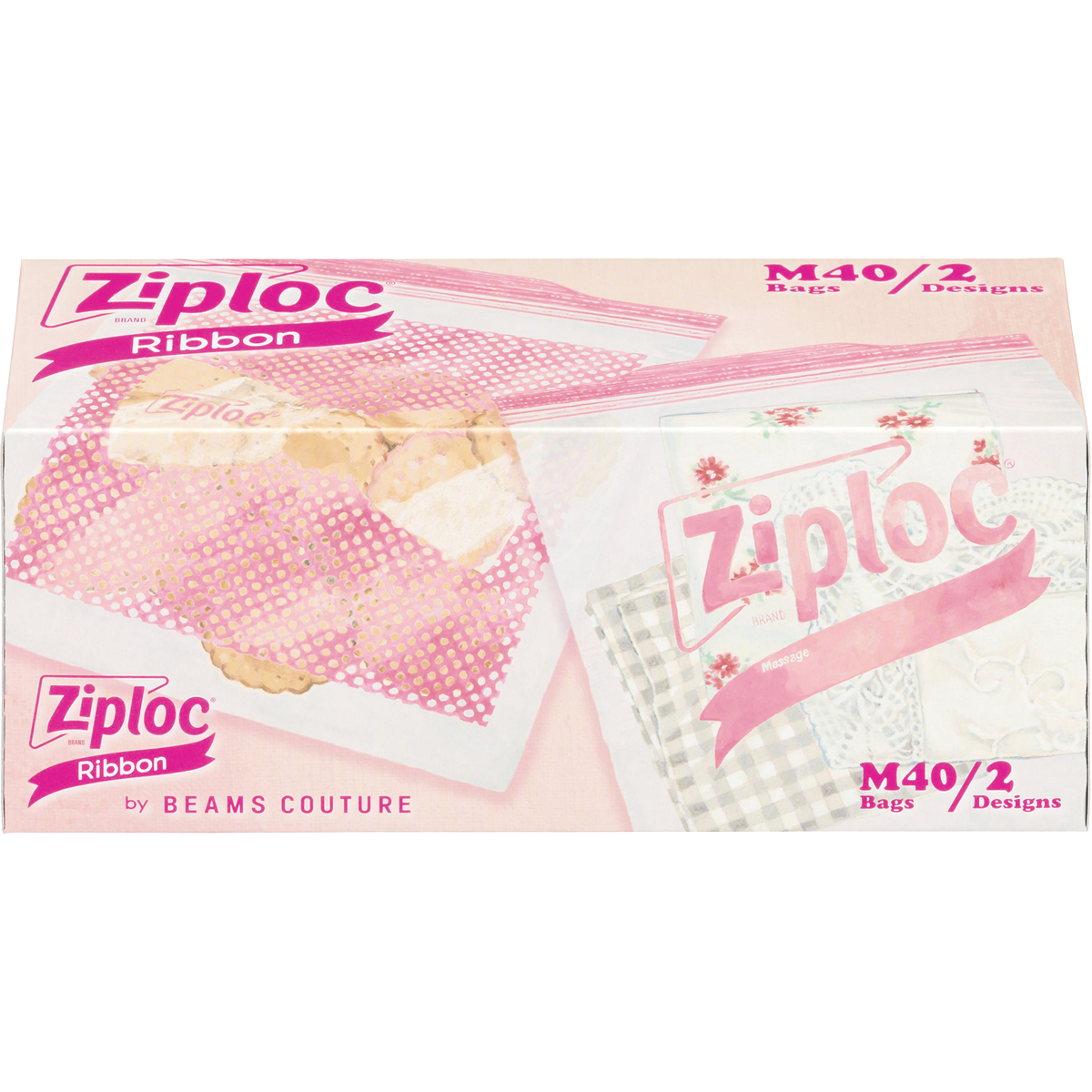 旭化成 ジップロック デザインバッグ リボン M (40枚) 保存袋 冷蔵 常温 Ziploc｜wellness-web