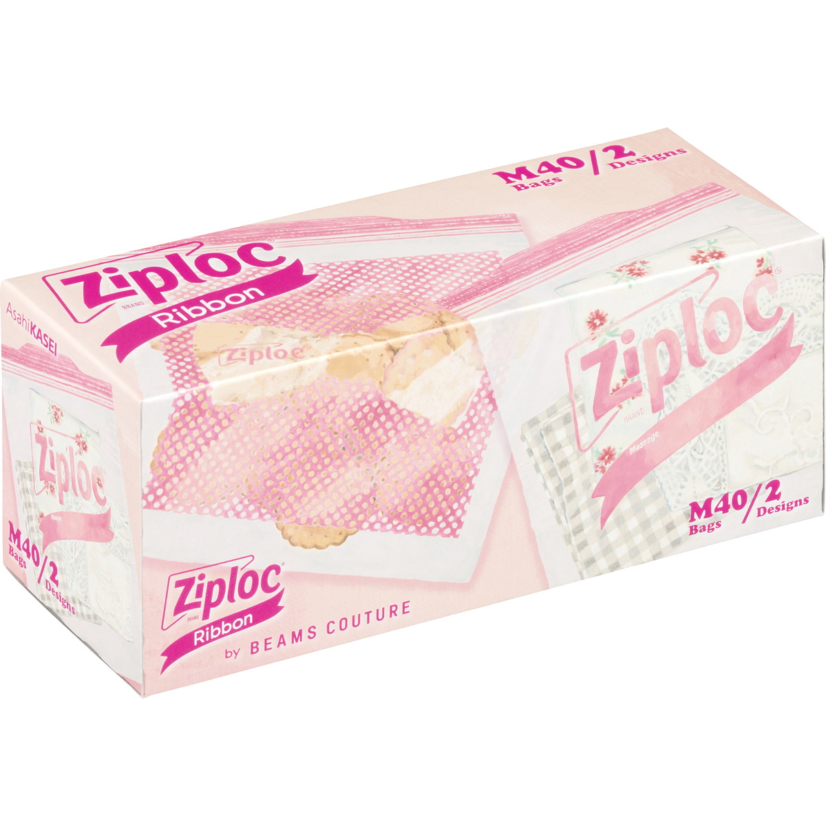 旭化成 ジップロック デザインバッグ リボン M (40枚) 保存袋 冷蔵 常温 Ziploc｜wellness-web｜02