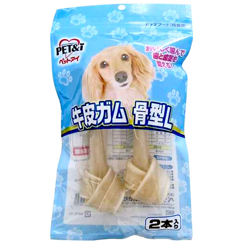 ペットアイ 牛皮ガム 骨型L (2本) 犬用 ドッグフード | ブランド登録なし