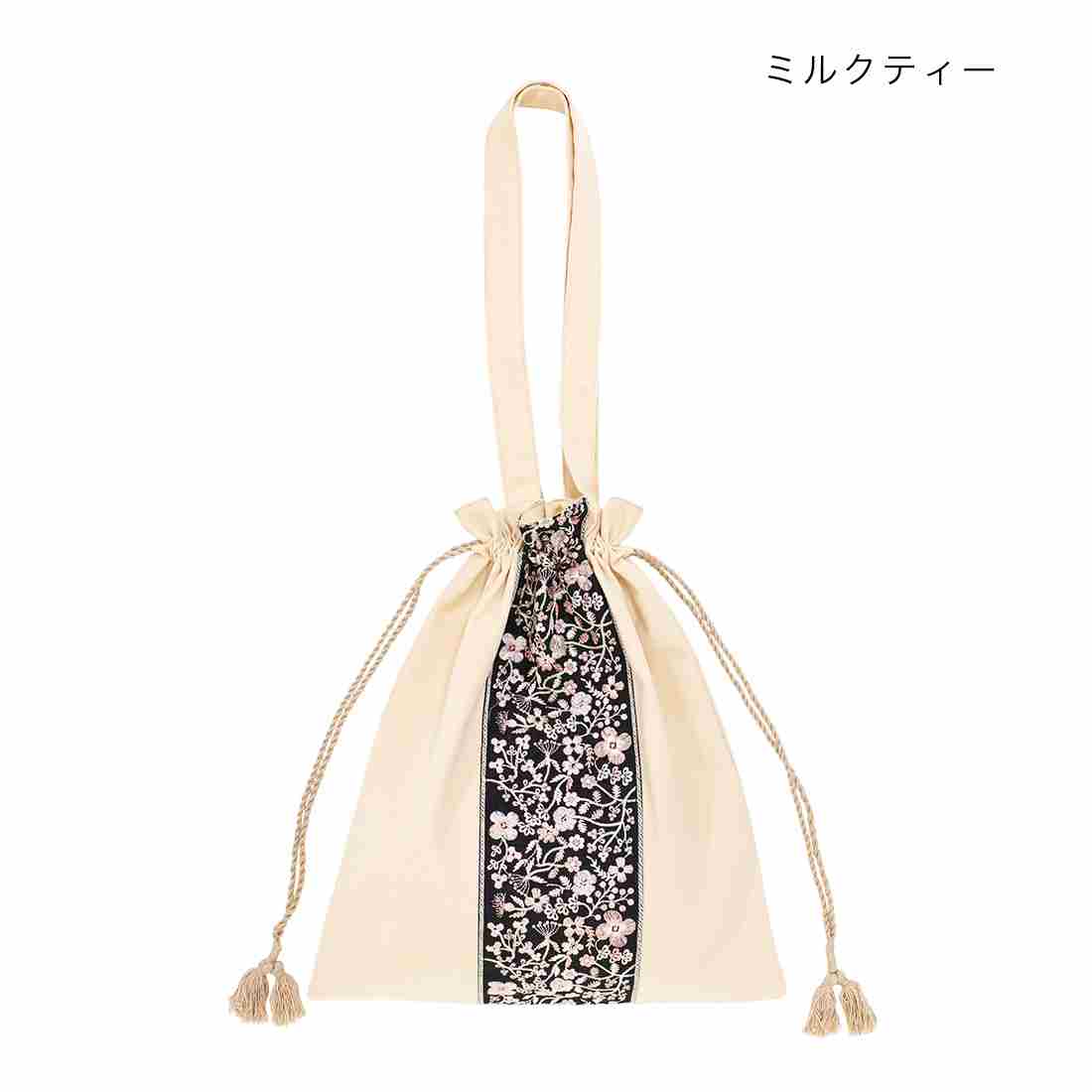 インド刺繍まるまるフラワーピンク系と合皮 横長ショルダーバッグ