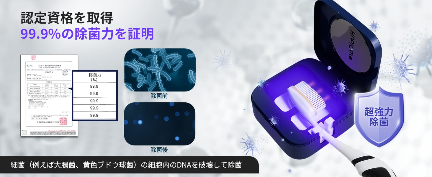歯ブラシ除菌キャップ 歯ブラシ除菌器 UV-C除菌 乾燥ヒーター 3