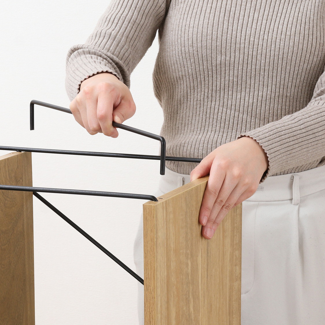 EZBO ワイヤーデスク ナチュラル 差し込むだけの簡単組み立て パソコン