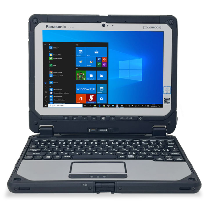 Panasonic TOUGHBOOK タフブック CF-20A0385VJ 中古 デタッチャブルPC Office Win10 スタイラス[Core  m5 6Y57 4GB 128GB 無線 カメラ 10.1型]：良品