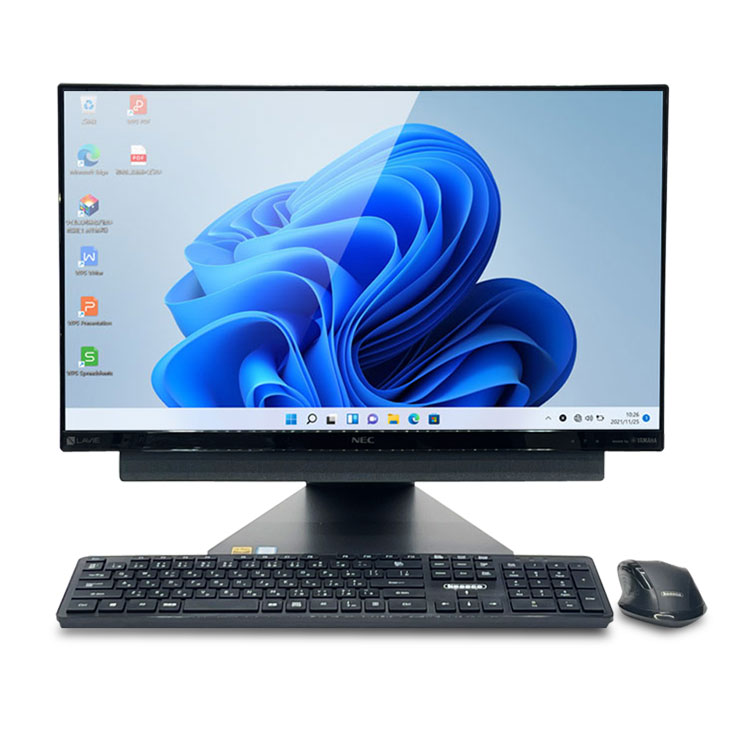 NEC LAVIE Desk DA770/KAB 中古 一体型デスク 地デジ Office Win10 or Win11 キーマウス[Core i7  8550U 16GB SSD1TB Blu-ray カメラ 23.8型 黒]：良品