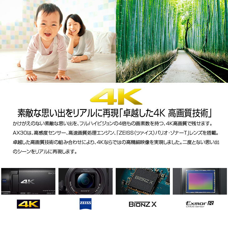 SONY HANDYCAM FDR-AX30 デジタル４Kビデオカメラレコーダー 1890万