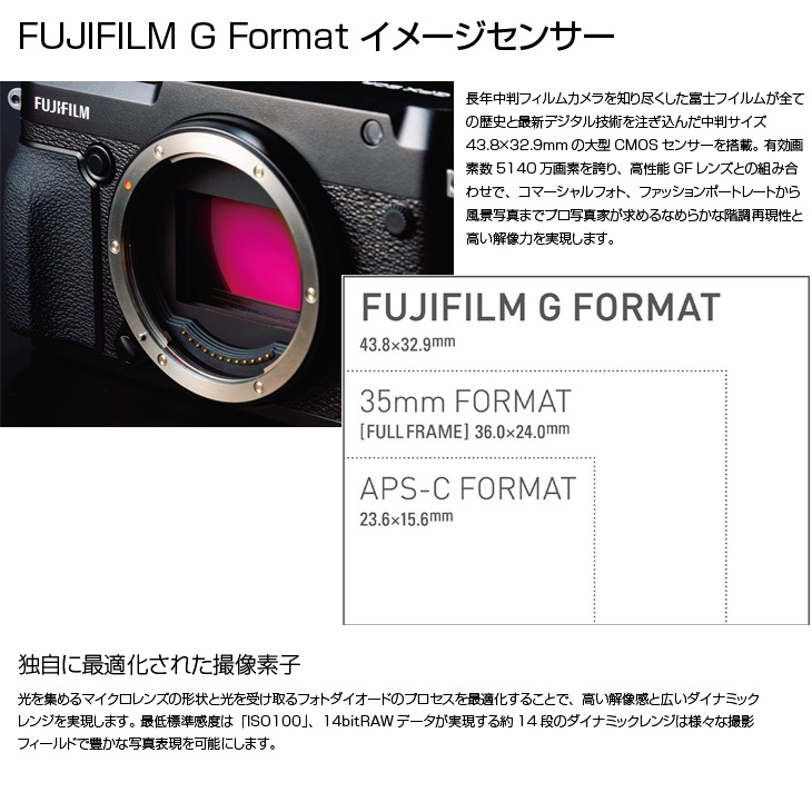 FUJIFILM GFX 50R 中判ミラーレス一眼レフデジタルカメラ レンズ 