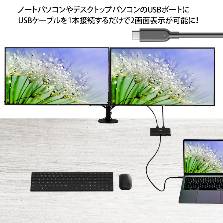 いきなり2画面マルチモニタセット USB-C1本で接続完了 らくらく