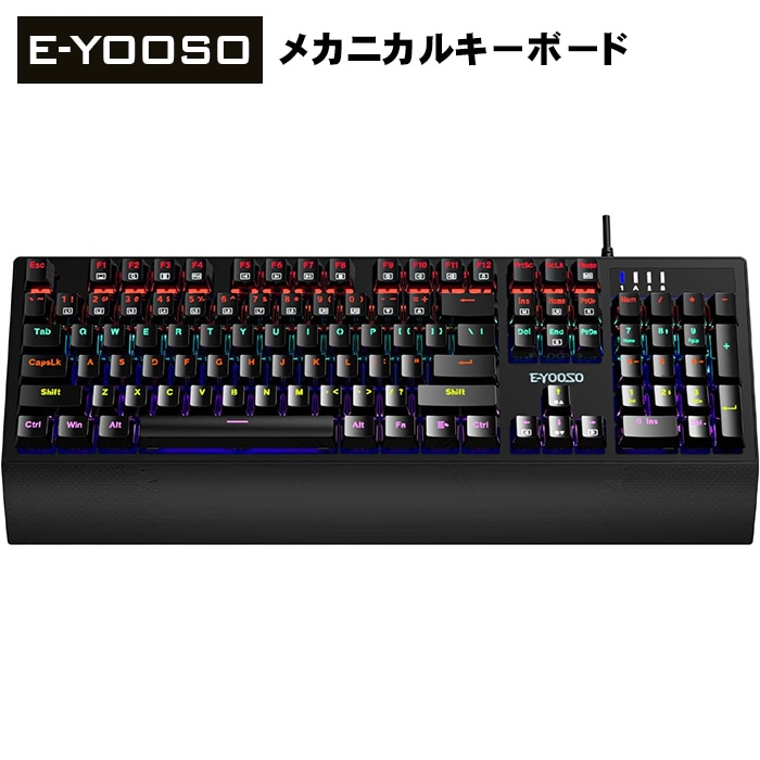 LAZOS E-YOOSO ゲーミングキーボード K-662 ブラック 赤軸 テンキー