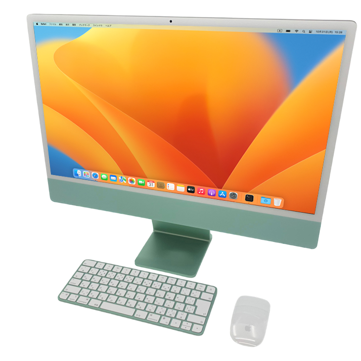 Apple iMac 24inch MGPH3J/A A2438 4.5K 2021 一体型 選べるOS [Apple M1 8コア 8GB  SSD256GB 無線 BT カメラ 24インチ Green ]:美品