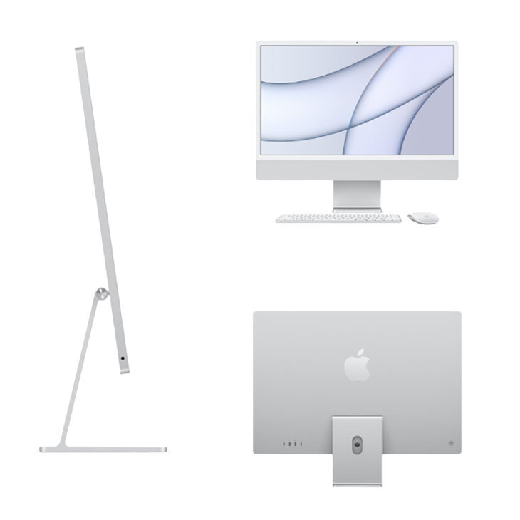 Apple iMac 24inch MGPC3J/A A2438 4.5K 2021 一体型 選べるOS Touch ID [Apple M1 8コア  8GB SSD256GB 無線 BT カメラ 24インチ Silver テンキー 純箱 ]:美品