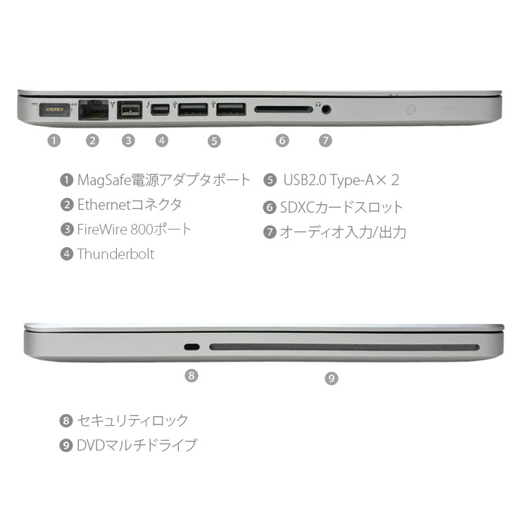 Apple MacBook Pro 13.3inch MD102J/A A1278 Mid 2012 [core i7 3520M 8G  SSD256GB マルチ 無線 BT カメラ 13.3インチ Catalina 10.15.7]：アウトレット