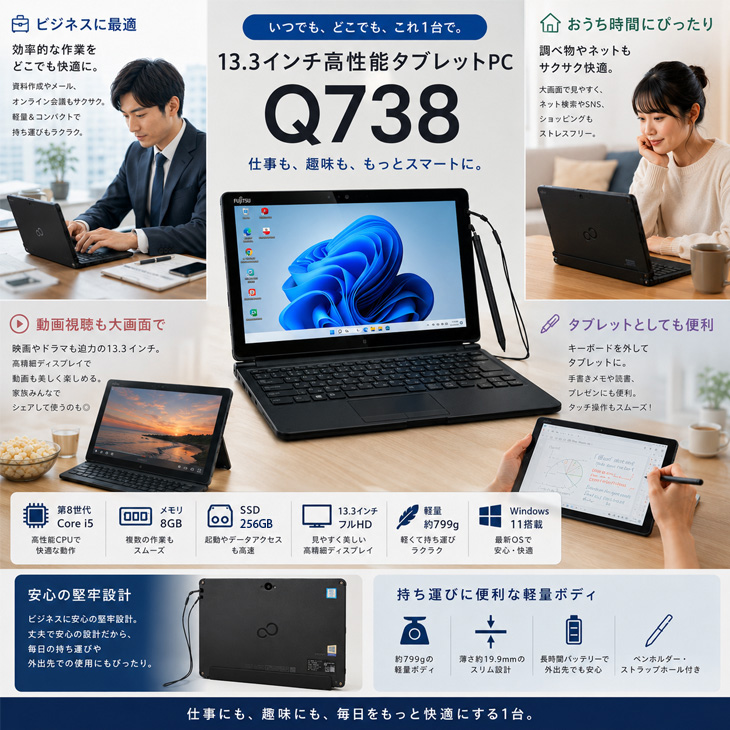 富士通（FUJITSU） 【中古】富士通 ARROWS Tab Q738/SB 中古