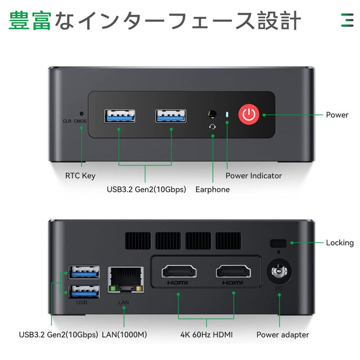 【新品未使用】TRIGKEY Green G4-N95 超小型 デスクトップパソコン Win11 Office 12世代 [Alder Lake  N-95 8GB SSD256GB HDMI BT WiFi5］：新品