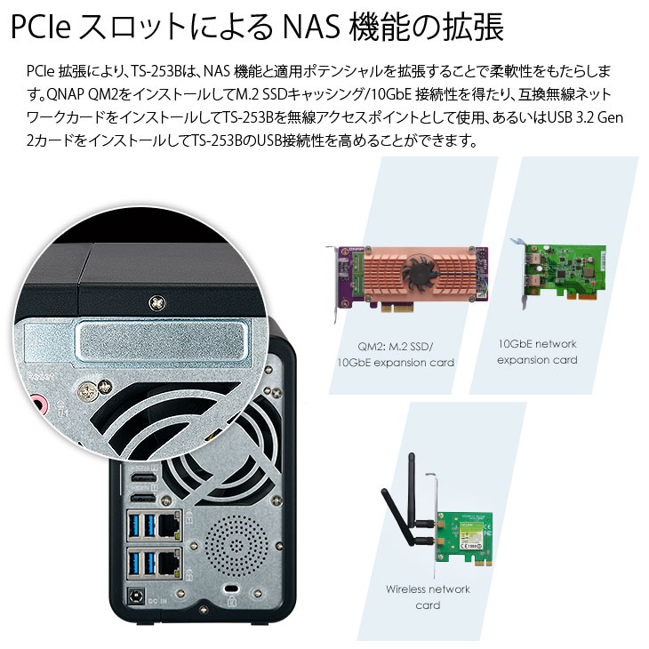QNAP 【中古NAS】QNAP TS-253B QTS-Linux ComboクアッドコアNAS メモリ