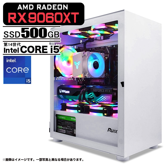 PASOUL ゲーミングPC ホワイト プレーン AMD Radeon RX9060XT