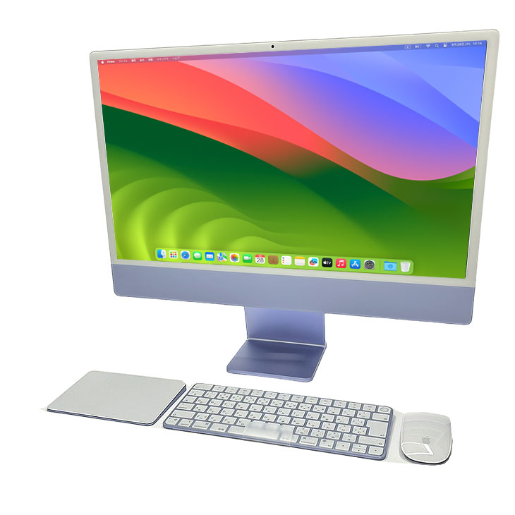 Apple iMac 24inch Z19P A2874 4.5K 2023 一体型 選べるOS Touch ID [Apple M3 8コア  メモリ8GB SSD512GB 無線 BT カメラ 24インチ 純箱 Purple ]:美品