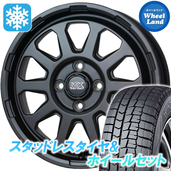 スタッドレスセット ワゴンＲ MH34S、MH44S ウィンターマックス WM02 155/65R14 75Q マッドクロス レンジャー MTBK