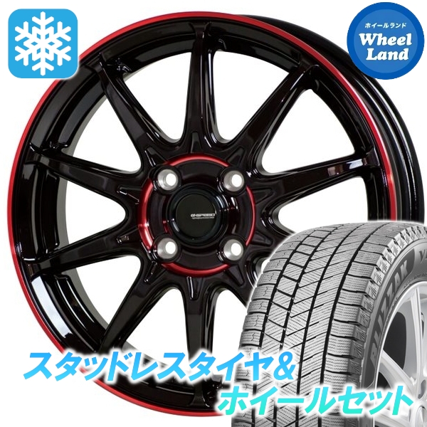 スタッドレスセット Ｋｅｉ 10、20系 ブリザック VRX3 165/60R15 77Q Gスピード P-05R BK/RED
