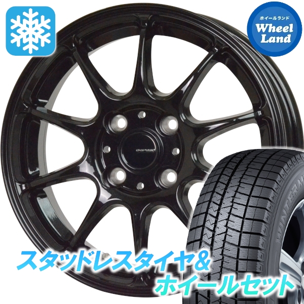 スタッドレスセット アクア K10系 ウィンターマックス WM03 185/65R15 88Q Gスピード G-07 MBK