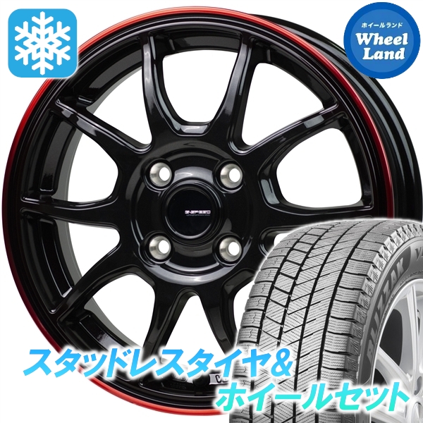 スタッドレスセット NV100クリッパーリオ DA64W ブリザック VRX3 165/60R14 75Q Gスピード P-06 BK/RED